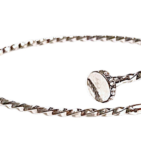 Nail bracelet silver rhinestone Twisted Rope Cuff - Picture 3 of 4
